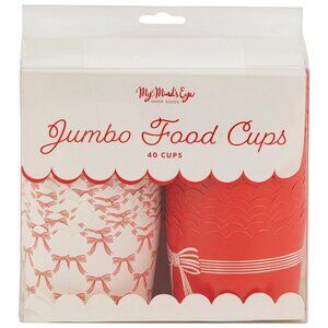 NWT My Minds Eye JUMBO Red and Cream Bows 8 oz Baking Cups (40 ct)